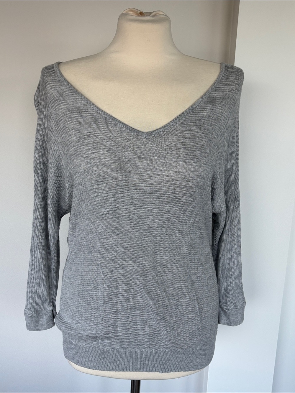 Express Heather grey double V sweater